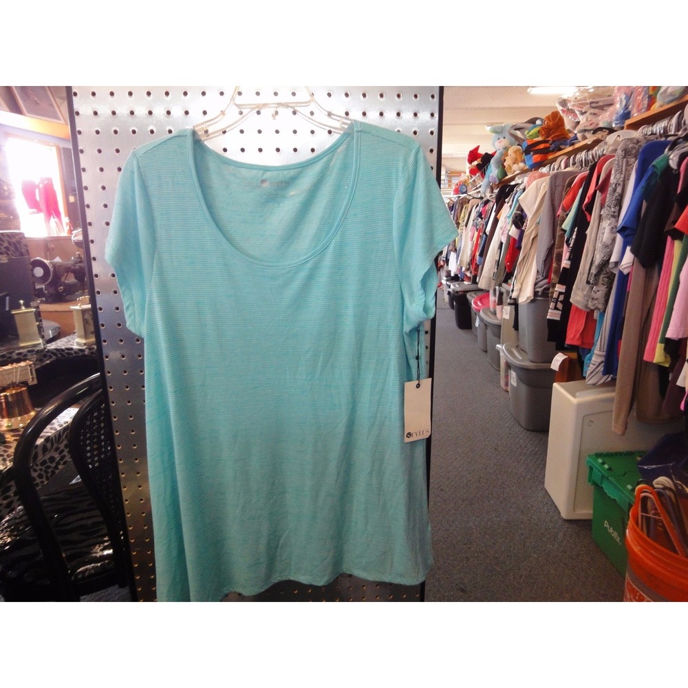 Stylus womens XL green stripe top shirt NWT